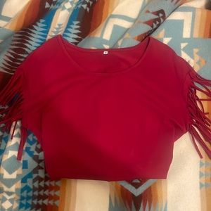 Western fringe sleeve shirt